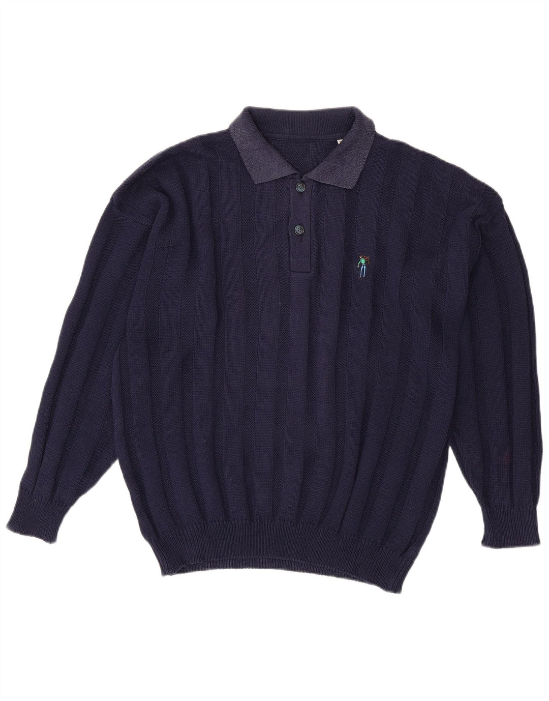 Męski sweter polo VINTAGE XL granatowy, bawełniany
