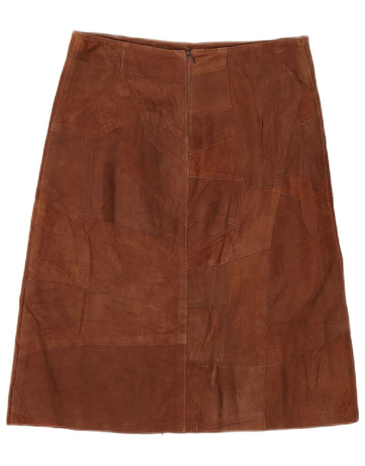 Damska spódnica skórzana VINTAGE IT 42 Medium W30 Brązowa patchworkowa skóra