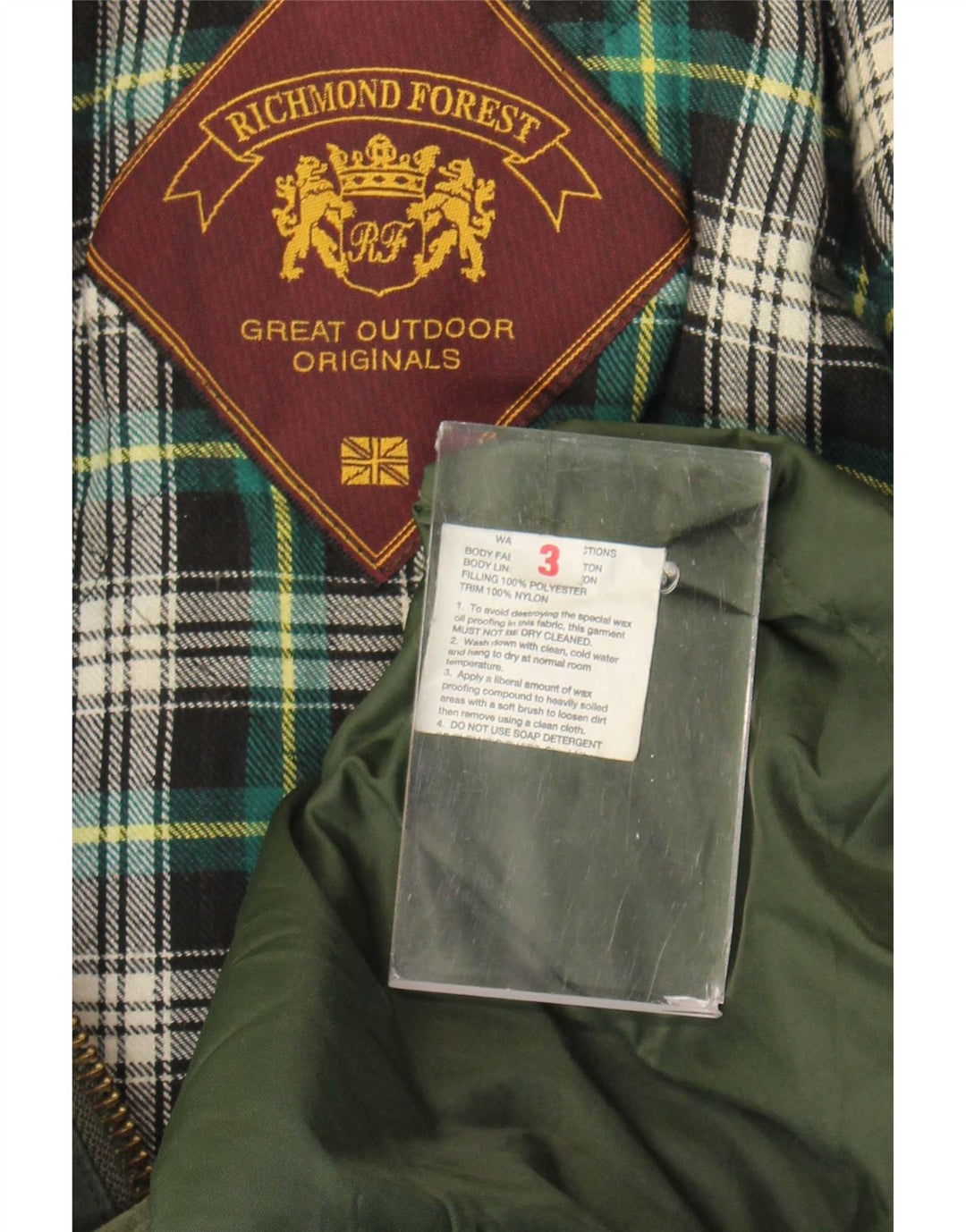 Męska kurtka z woskowanej bawełny Richmond Forest UK 42 XL w kolorze zielonym