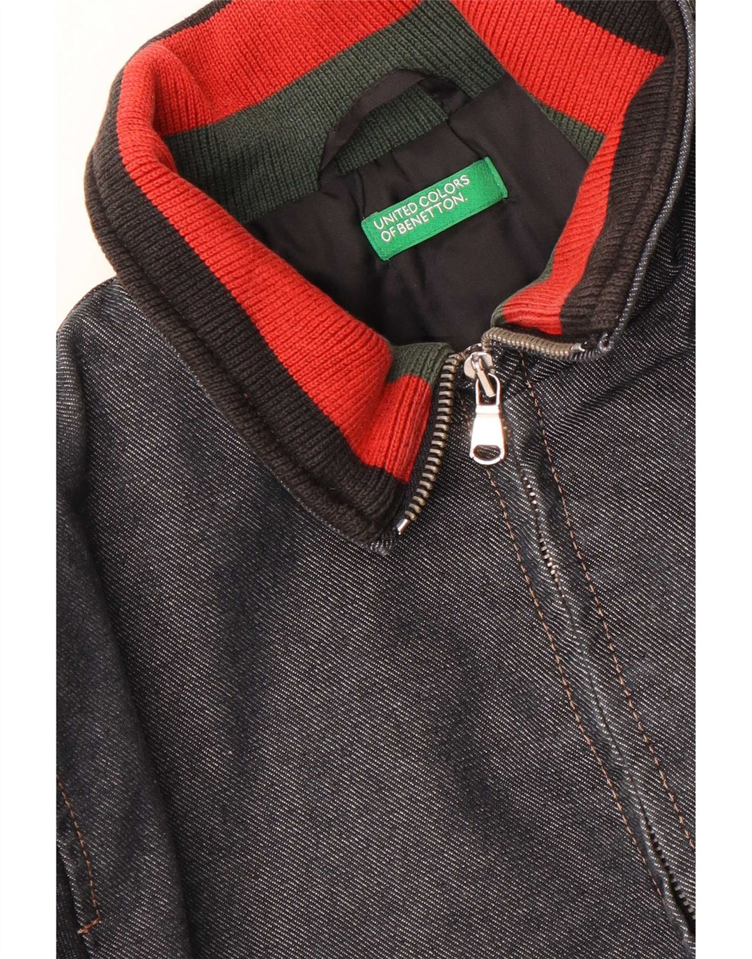 Chłopięca kurtka wiatrówka Benetton Denim 10-11 lat, granatowa, z blokami kolorów
