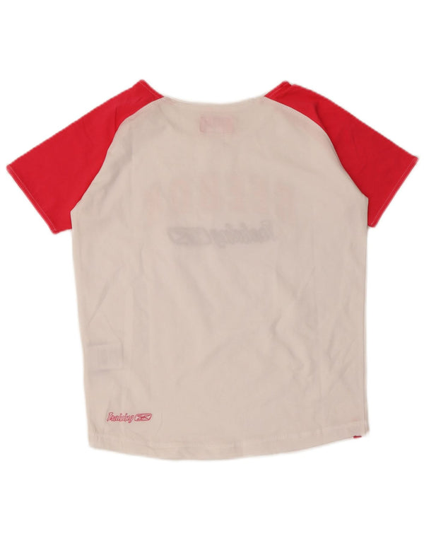 Dziewczęca koszulka Reebok z grafiką, 15-16 lat, 2XL, biała, bawełniana z blokami kolorów