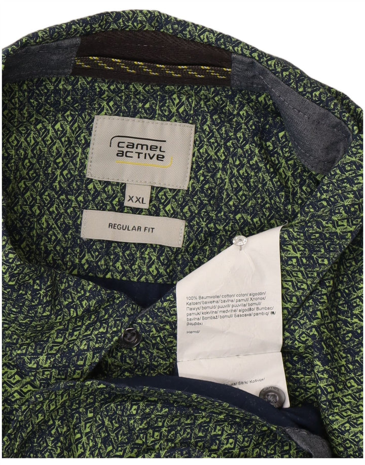 Koszula męska Camel Active o regularnym kroju 2XL, zielona, geometryczna bawełna