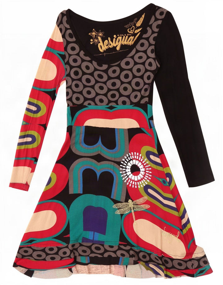 Damska sukienka o linii A Desigual UK 12, średnia, wielokolorowa, geometryczna