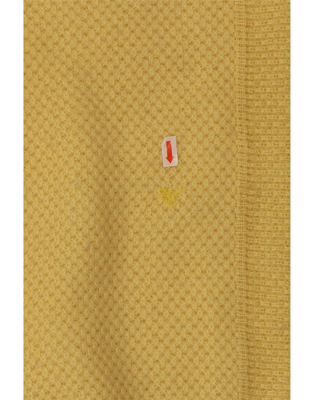 Vintage męski sweter z wycięciem pod szyją, duży, żółty akryl