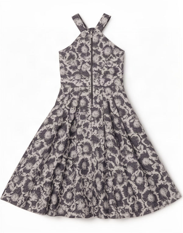 Karen Millen Damska sukienka typu swing UK 10 Small, granatowa, w kwiaty, wiskoza
