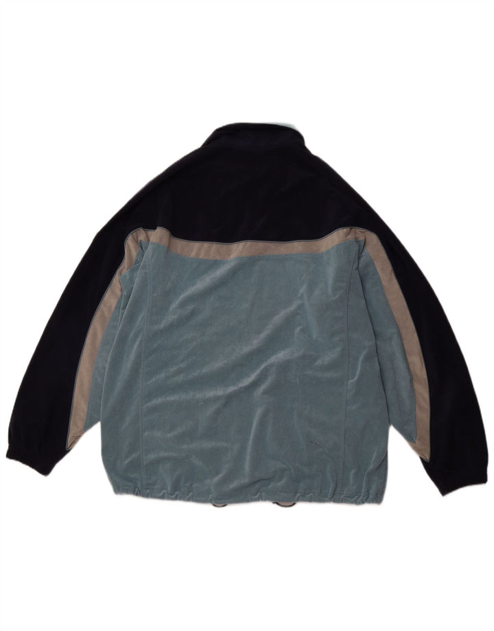 Męska kurtka dresowa ASICS, duża, niebieska, poliestrowa, z blokami kolorów, sportowa