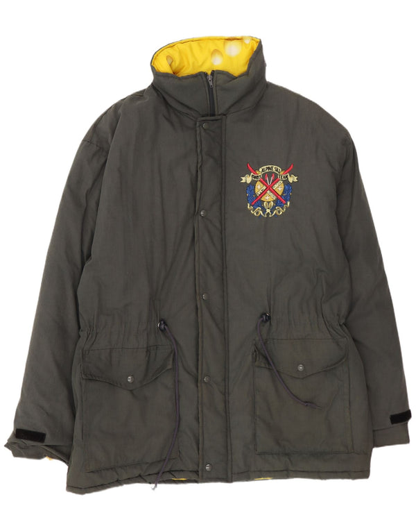 Męski ocieplany płaszcz z kapturem w stylu vintage UK 42 XL Zielony poliester