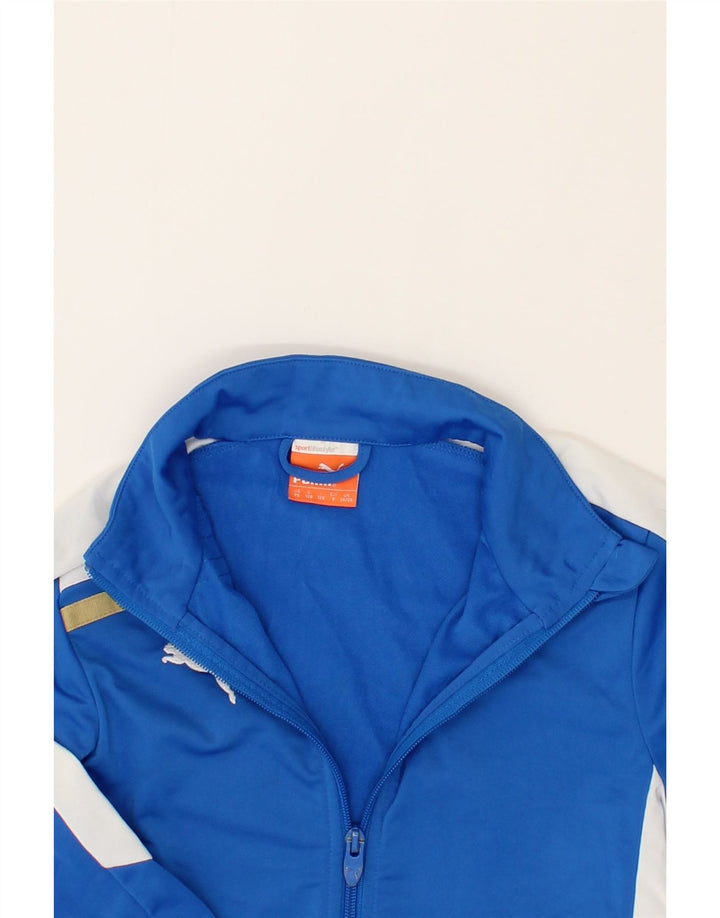 PUMA Boys Tracksuit Top Jacket 7-8 Years Blue Colourblock Polyester Vintage Puma and Second-Hand Puma from Messina Hembry 