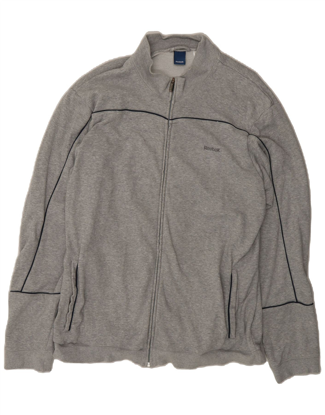 REEBOK Mens Tracksuit Top Jacket 2XL Grey Cotton Vintage Reebok and Second-Hand Reebok from Messina Hembry 