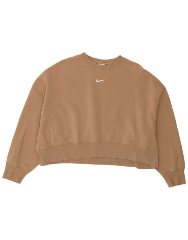 Damska bluza oversize Nike UK 14, średnia brązowa bawełna