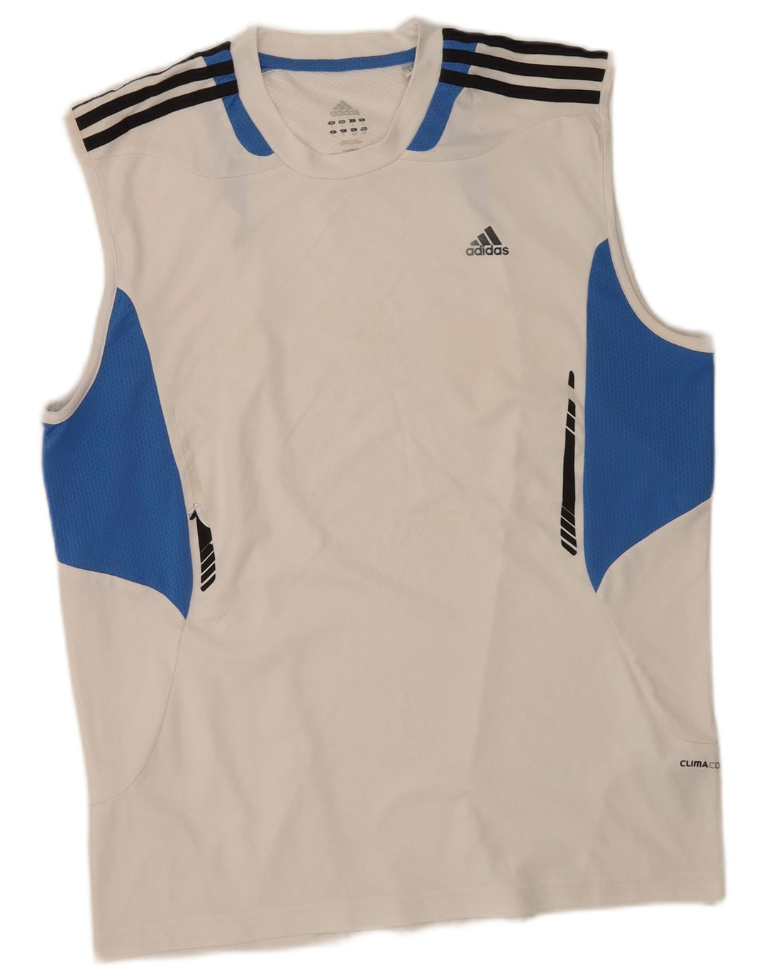 Adidas Męska kamizelka Climacool Top, duża, biała, poliestrowa z blokami kolorów