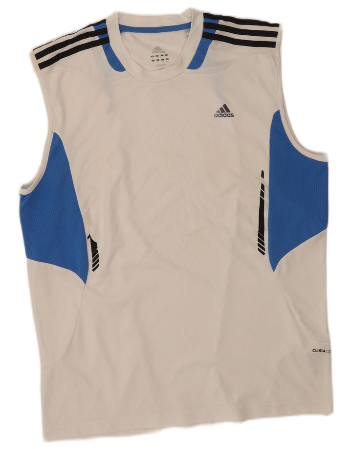 Adidas Męska kamizelka Climacool Top, duża, biała, poliestrowa z blokami kolorów