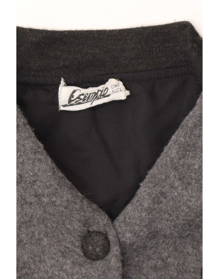 Kurtka bomberka damska w stylu vintage, jeden rozmiar, szara, nakrapiana, akryl