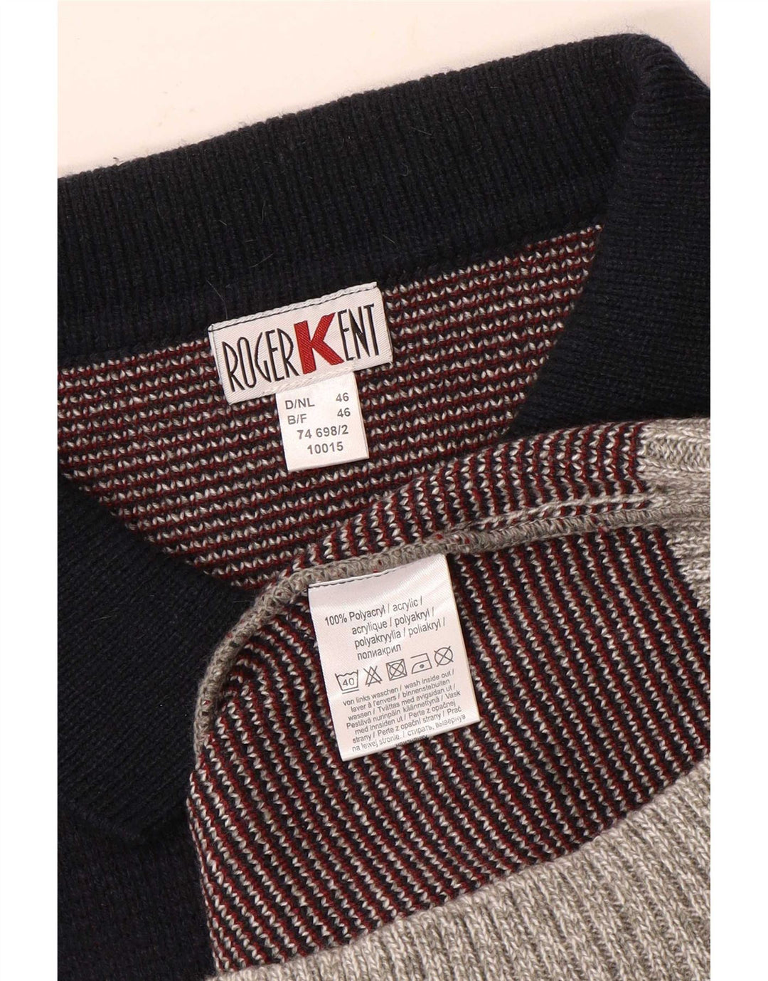 Sweter męski Roger Kent IT 46, mały, szary, blok kolorów, poliakryl
