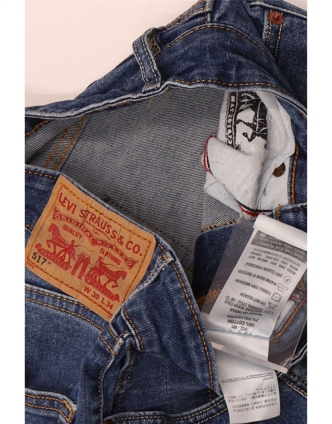 Męskie jeansy Levi's 517 Bootcut W30 L30 Niebieska bawełna