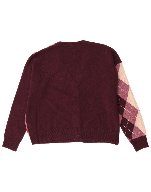 Damski sweter oversize Kappa UK 18 XL Bordowy Argyle/Diament