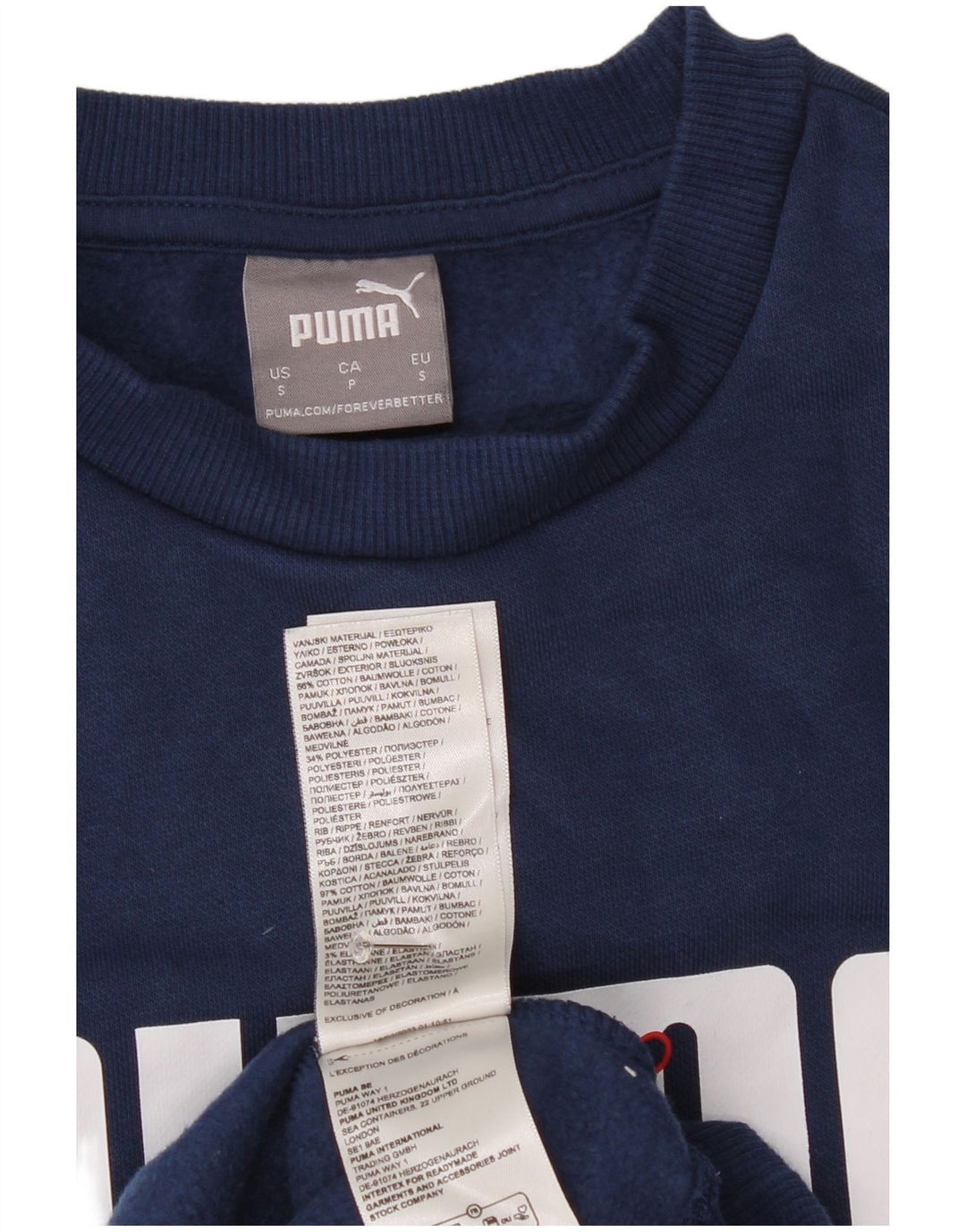 Męska bluza z grafiką Puma, mała, granatowa, bawełniana