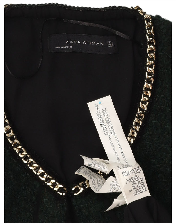 Płaszcz damski Zara UK 16, duży, zielony, akrylowy