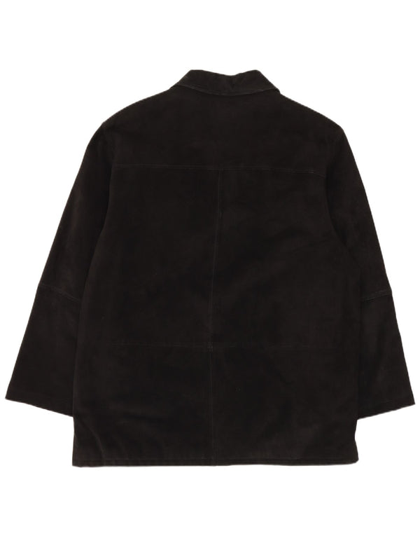 Zamszowa kurtka męska w stylu vintage o regularnym kroju UK 42 XL, czarna skóra