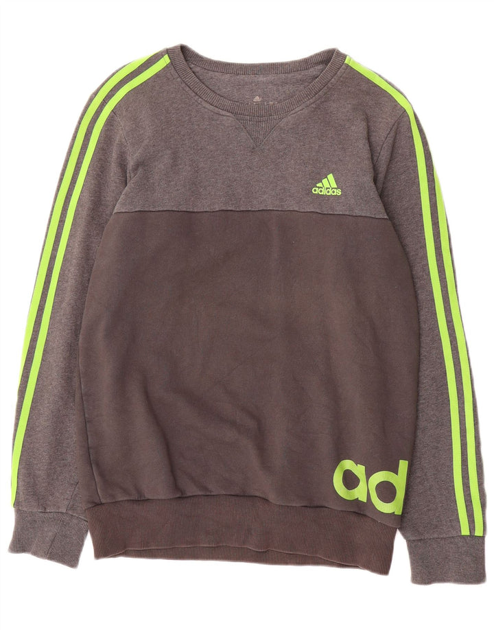 Adidas Męska bluza z grafiką, mała, szara, bawełniana