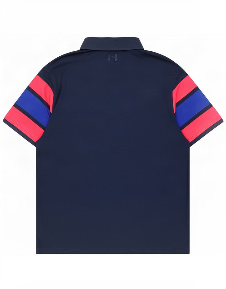Męska koszulka polo Under Armour, duża, granatowa, z blokami kolorów