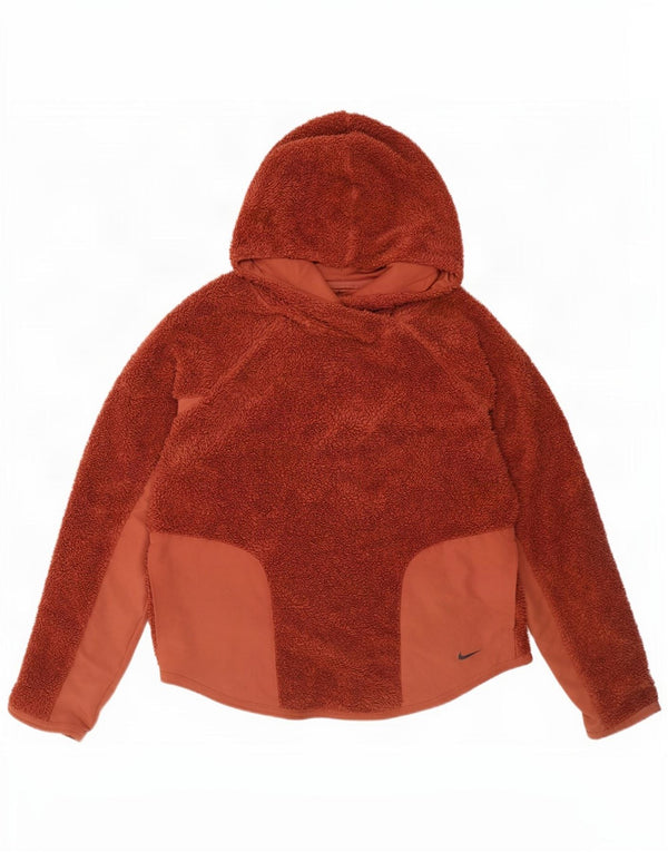 Damski sweter z kapturem, oversize, polarowy Nike, UK 10, mały, brązowy poliester