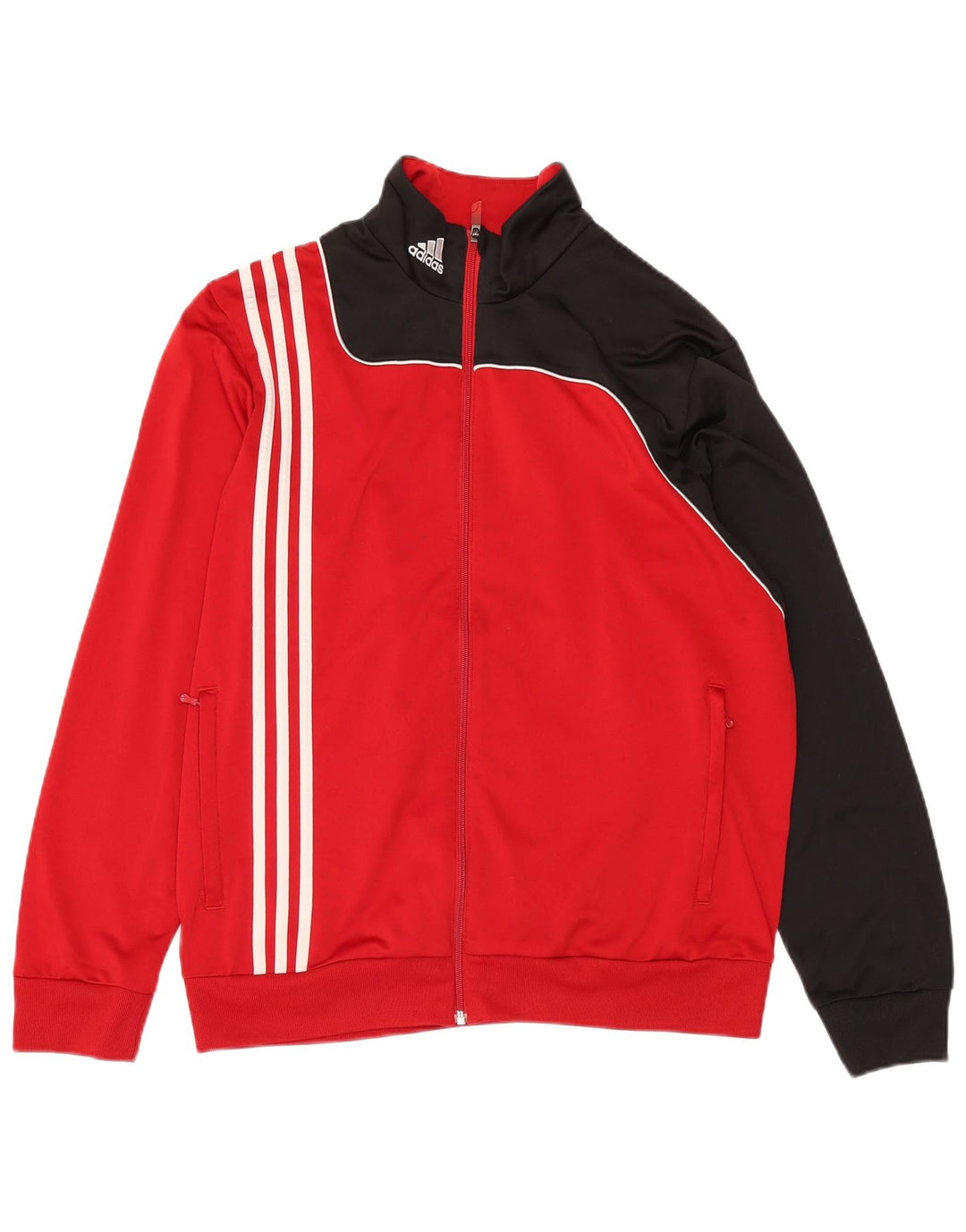 ADIDAS Mens Tracksuit Top Jacket UK 42/44 Large Red Colourblock Polyester