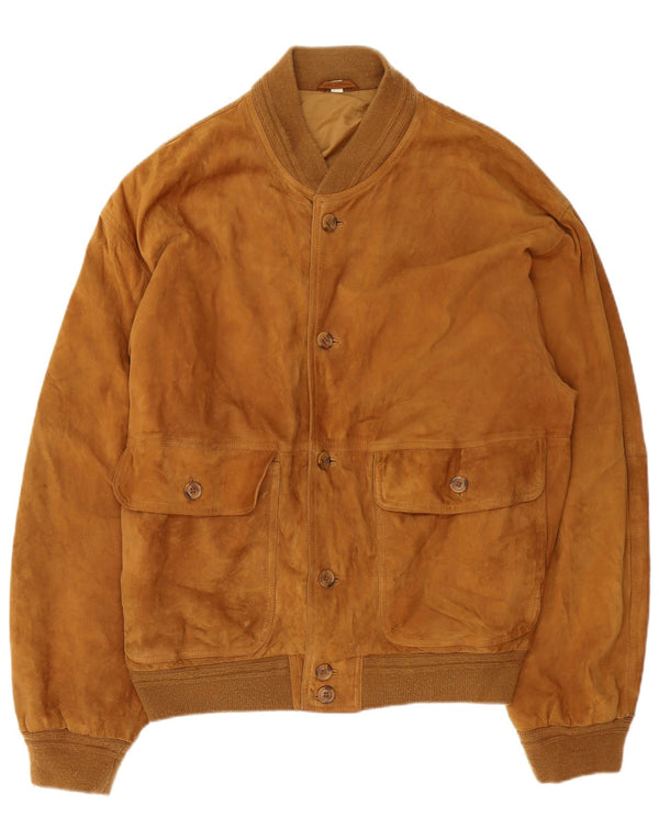 Zamszowa kurtka bomber męska vintage IT 54 2XL brązowa