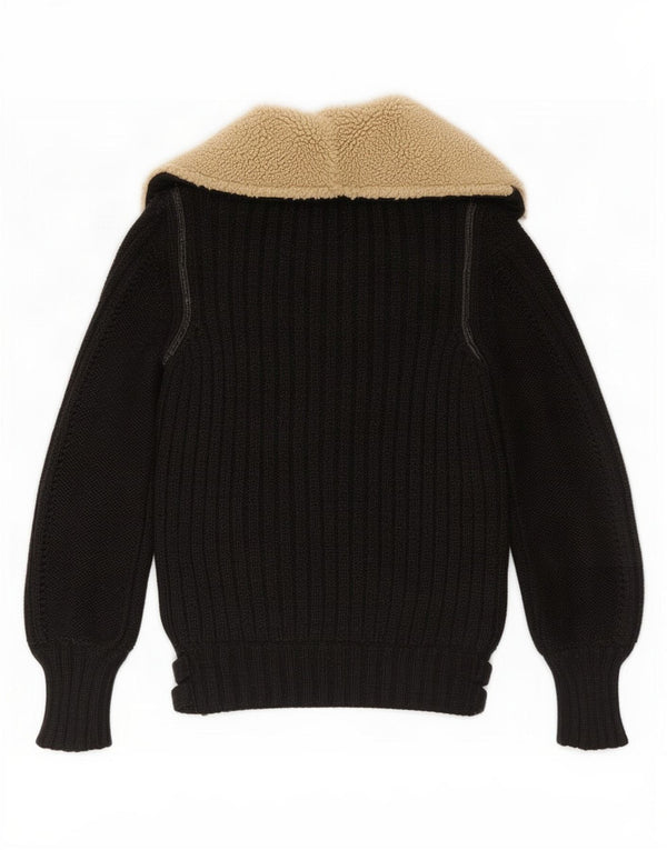 Sweter damski w stylu vintage, rozpinany UK 10, mały czarny