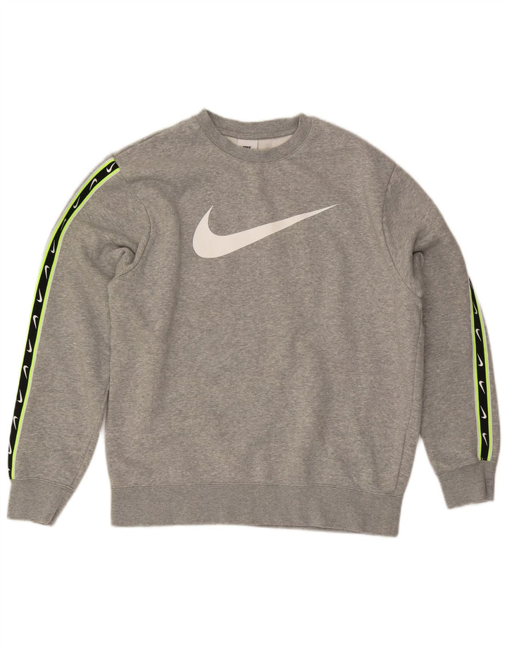 Męski sweter z grafiką NIKE, średnioszary, bawełniany