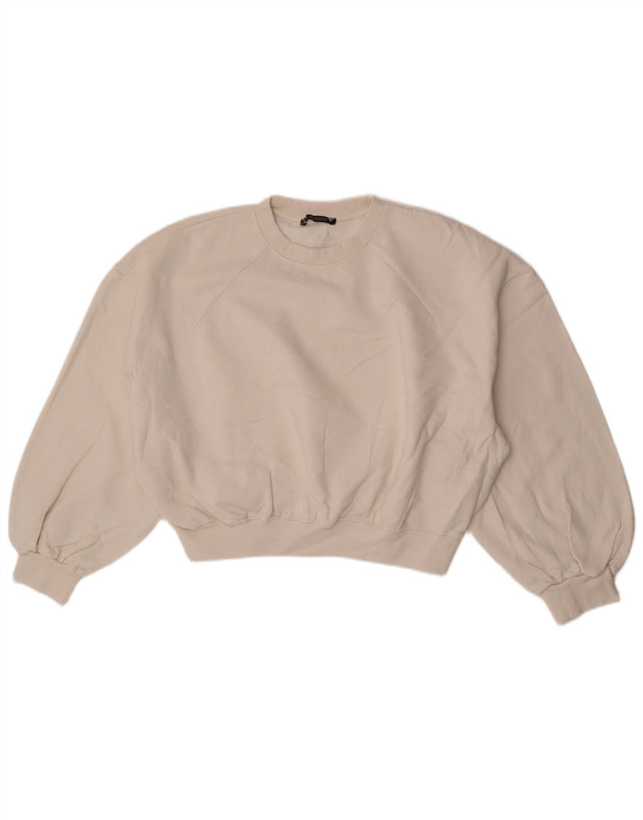 Damski sweter oversize z krótkim rękawem 3/4 Zara UK 14, średni biały