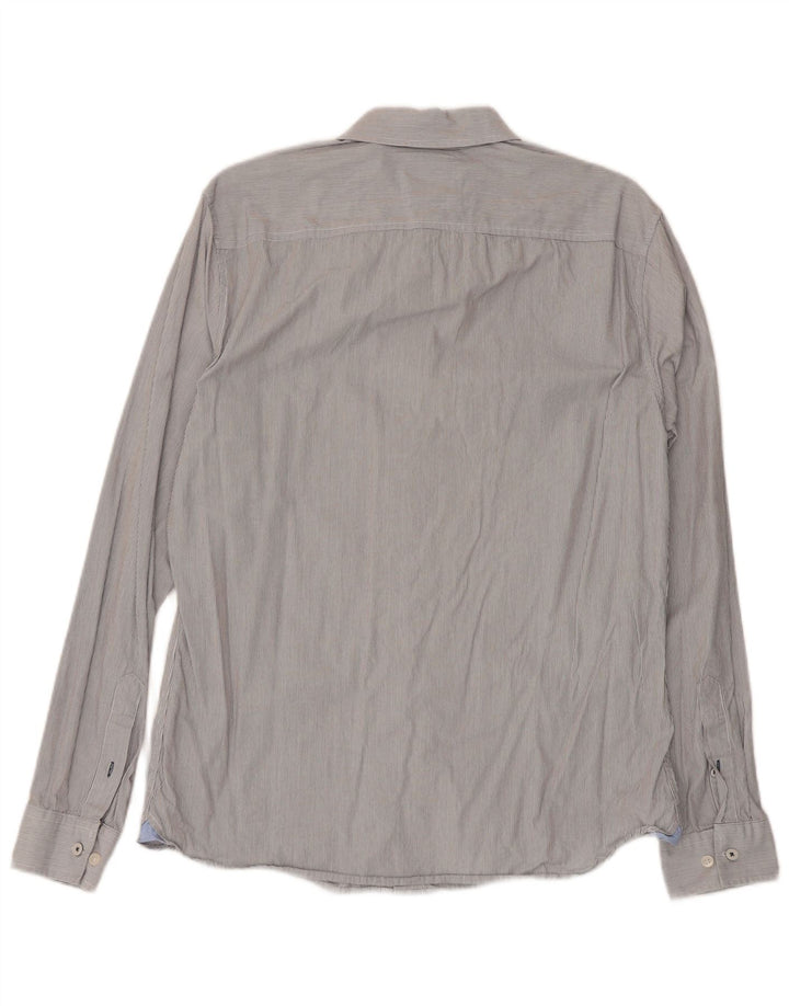 Crew Clothing Męska koszula o dopasowanym kroju, średnioszara, bawełniana w prążki