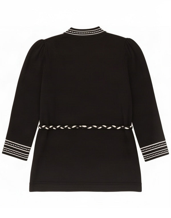 Vintage damski sweter kardigan UK 16 duży czarny blok kolorów