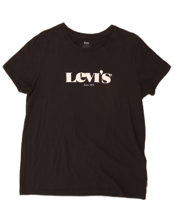 Damska koszulka z grafiką Levi's Top UK 14, średnia czarna bawełna