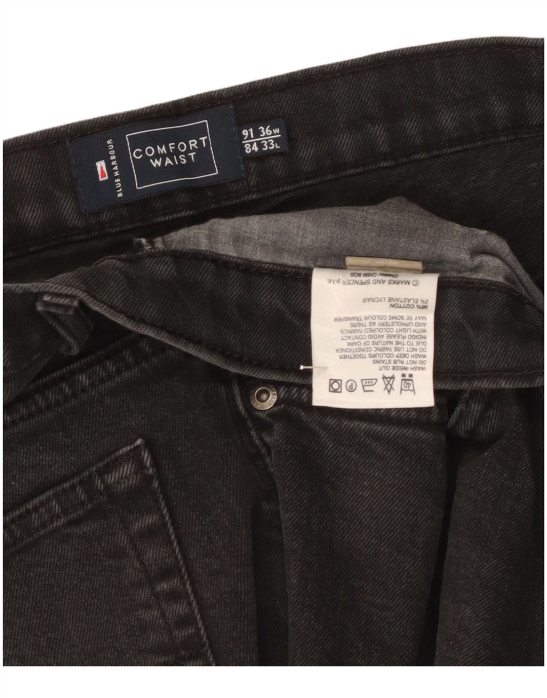 Marks & Spencer Męskie proste dżinsy W36 L27 Czarne bawełniane