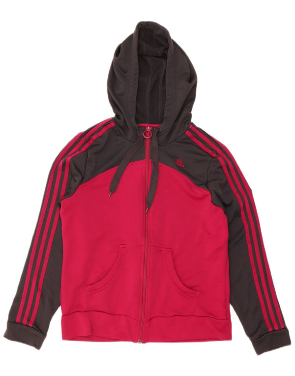 Damski sweter z kapturem i zamkiem Adidas UK 18 XL Różowy poliester z blokami kolorów