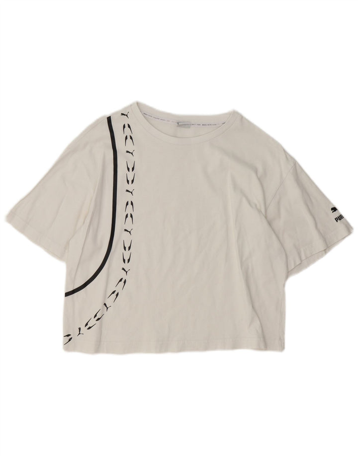 Damska koszulka Puma Crop Graphic Top UK 10 Small White