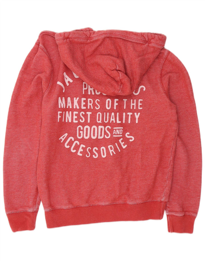 Męski sweter JACK WILLS z grafiką i zamkiem błyskawicznym, średnioczerwony, bawełniany