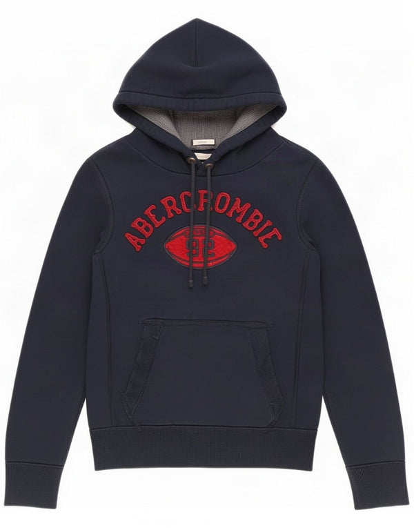 Abercrombie & Fitch Męski sweter z kapturem i grafiką, średni granatowy