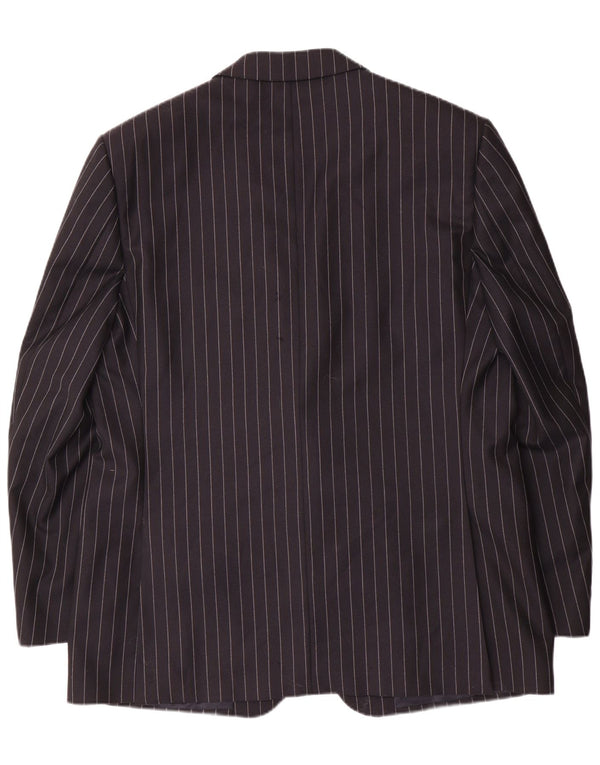 Męska marynarka zapinana na 2 guziki Aquascutum UK 48 3XL Granatowa wełna w prążki