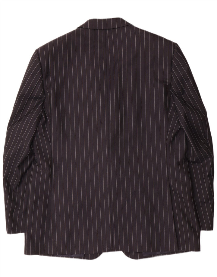 Męska marynarka zapinana na 2 guziki Aquascutum UK 48 3XL Granatowa wełna w prążki