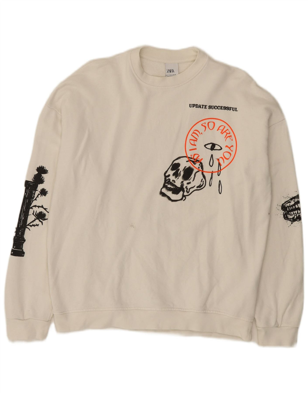 Męska bluza z grafiką Zara, mała, biała, bawełniana