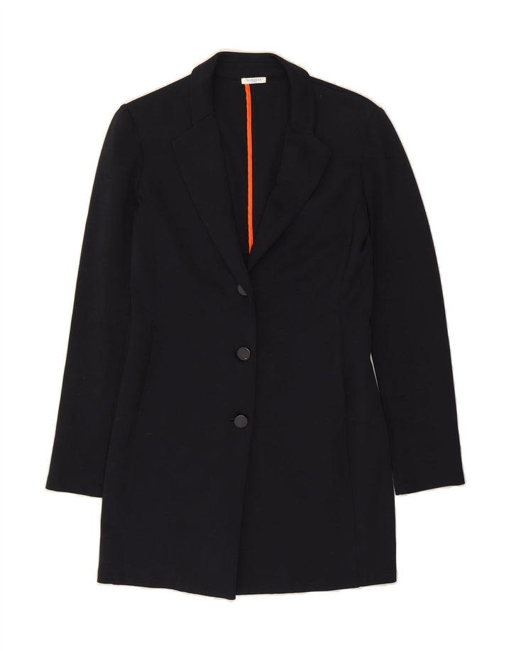 MARELLA Womens Longline 3 Button Blazer Jacket UK 12 Medium Navy Blue Vintage Marella and Second-Hand Marella from Messina Hembry 