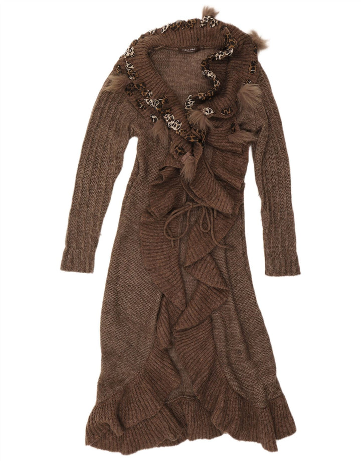 Sweter damski Forla Paris z falbaną z przodu, UK 10, mały, brązowy