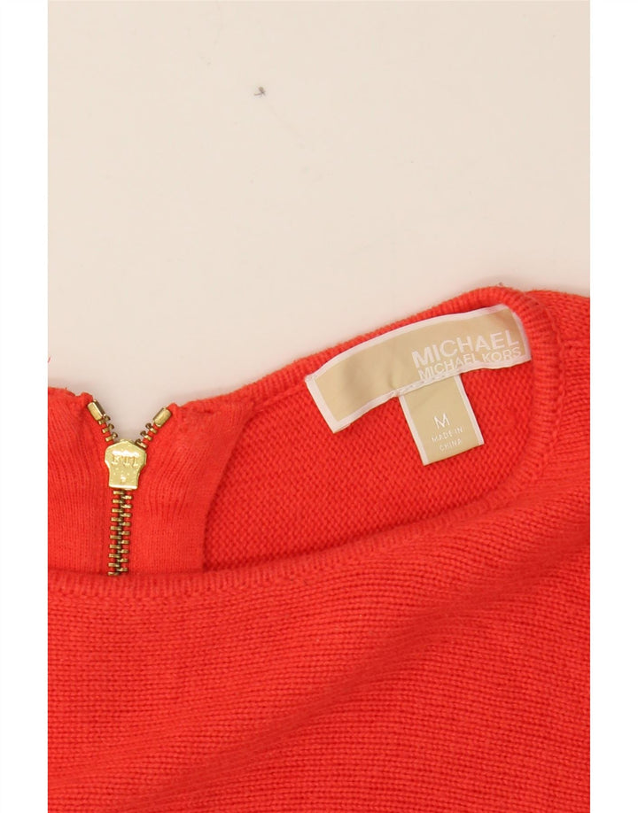 MICHAEL KORS Womens Longline Boat Neck Jumper Sweater UK 14 Medium Red Vintage Michael Kors and Second-Hand Michael Kors from Messina Hembry 