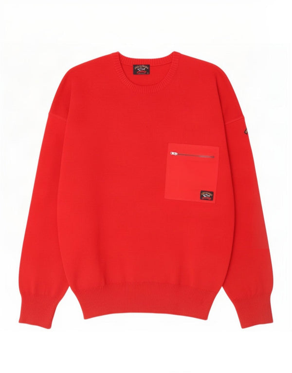 Męski sweter Paul & Shark z okrągłym dekoltem, duży, czerwony