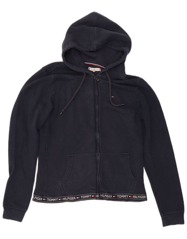 Damski sweter TOMMY HILFIGER z grafiką i zamkiem błyskawicznym UK 12, średni granatowy