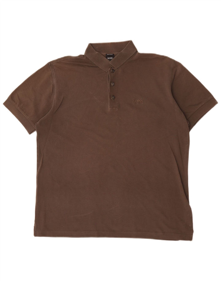 Męska koszulka polo Hugo Boss, bawełniana, średnio brązowa