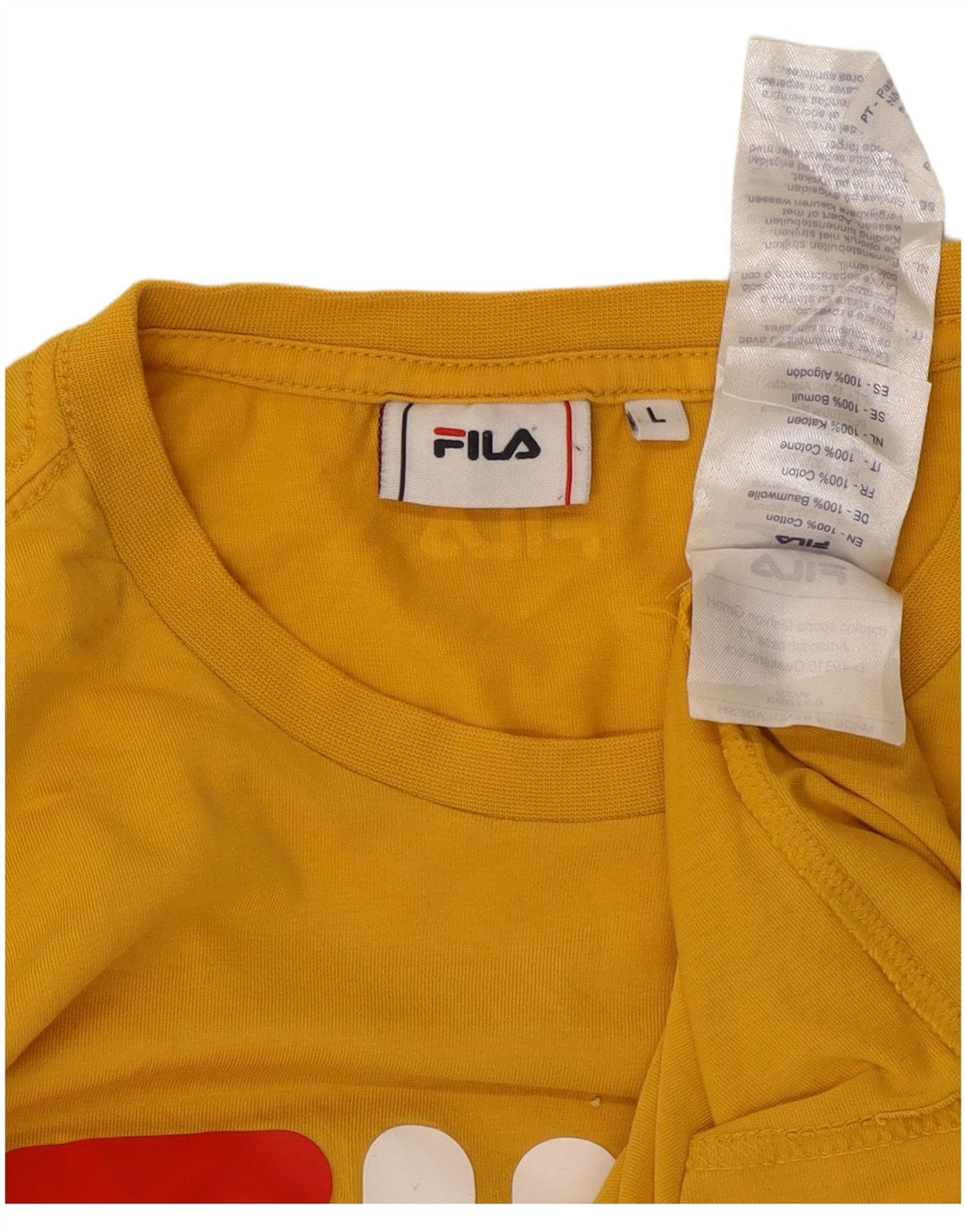 Męski T-shirt z grafiką Fila, duży, żółty, bawełniany