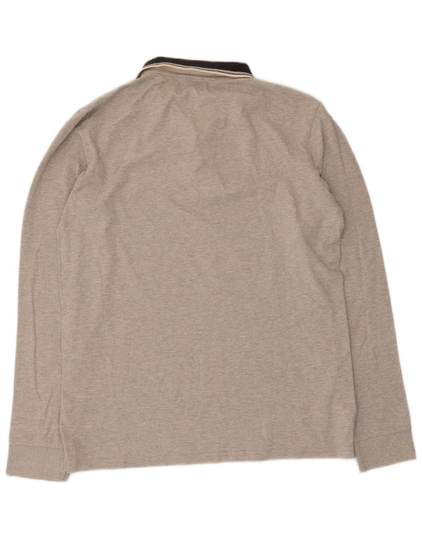 Męska koszulka polo Kappa z długim rękawem, 2XL, szara, nakrapiana bawełna